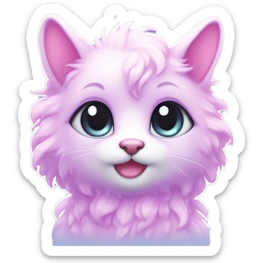 Kawaii cute gorgeous colorful sparkly bright light pastel lilac-pink-white-gradient fantasy ethereal fursona animal creature sticker