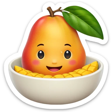 A cute alive mango in a bowl sticker