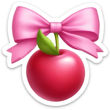 Cherry with a pink bow  sticker