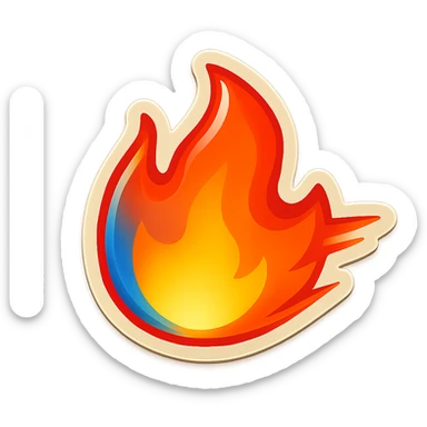 fire streak emoji, playful and modern with blue to orange gradient, vibrant and matching reference image sticker