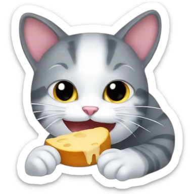 cat eat mouse sticker