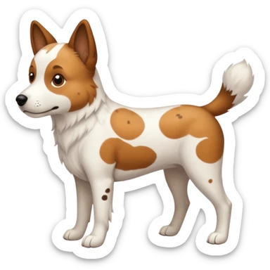 White dog with brown spots with ONLY three legs, from the side. It DOES NOT have four legs. ONLY THREE LEGS  sticker