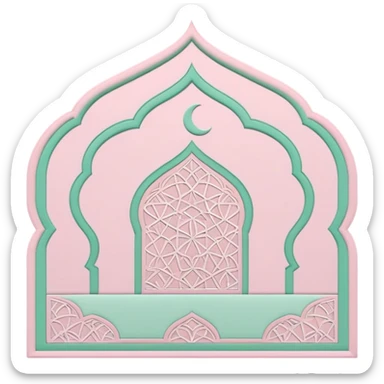 islamic Muslim prayer mat light pink and mint sticker