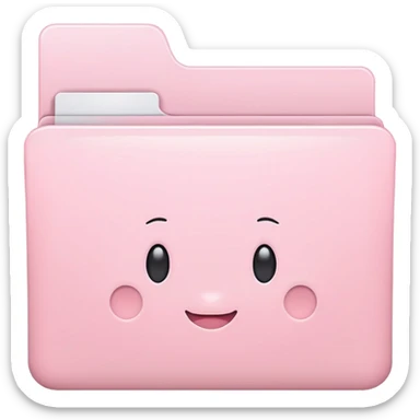 Mac folder icon in very light pastel baby pink color, soft pale pink sticker