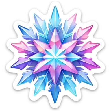 Gradient iridescent Pastel rainbow Pink violet blue white crystal star snowflake  sticker