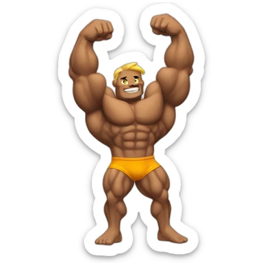 a bodybuilder sun flexin his muscles sticker