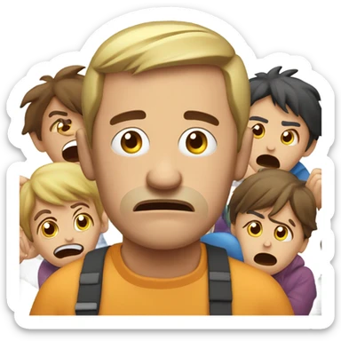 stressed out guy with kids sticker