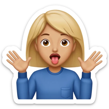 Face with tongue out with hands open on the side  sticker