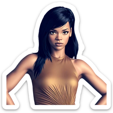 intense gaze with bare shoulders sticker