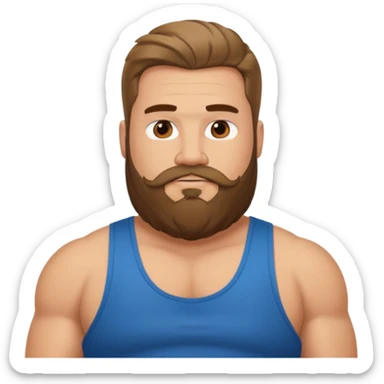 Long hair fat muscle men with beard in tank top sticker