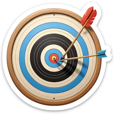 A bow and arrow drawn, aimed perfectly at a target with concentric rings. The arrow is poised for release, capturing the essence of focus and precision. The background hints at an archery range, highlighting the calm and strategic nature of the sport. sticker