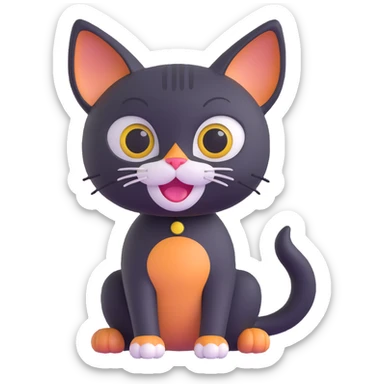 playful cat with big eyes, sitting and smiling sticker