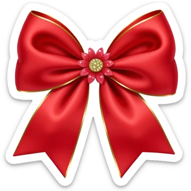 red flower bow with glitter sticker