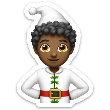 christmas elf in a white outfit sticker