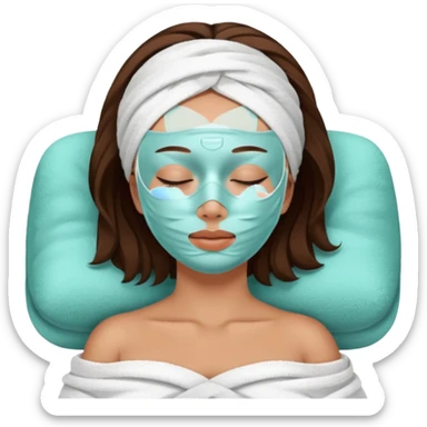 Lady with face mask spa beauty full face relaxing sticker
