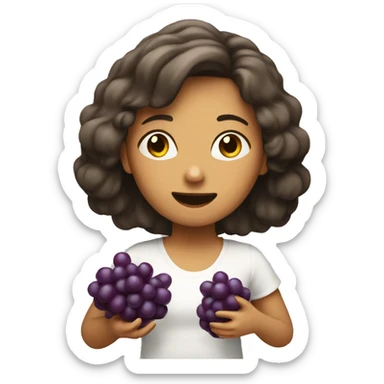 A girl eats grapes. sticker
