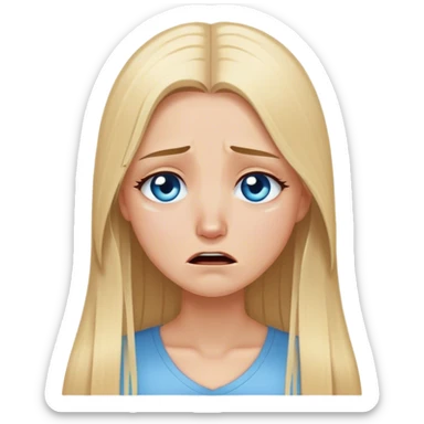 beautiful white girl with long straight blonde hair blue eyes crying  sticker
