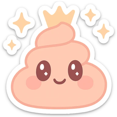 poop princess, whimsical, cute, with a crown and sparkles sticker