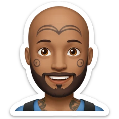 bald bearded man with face tattoo sticker