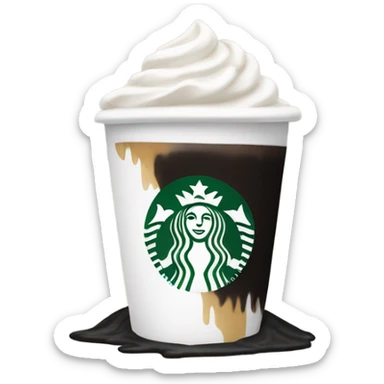 white starbucks with black cream sticker