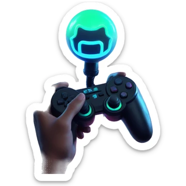 joystick in hands cyberpunk neon sticker