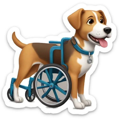 Brown and light brown Dog with a wheelchair sticker