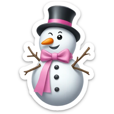a cute snowman wearing a pink bow  sticker