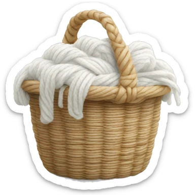 Basket of white wool yarn sticker