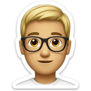 Boy with black glasses without gel hairs  sticker