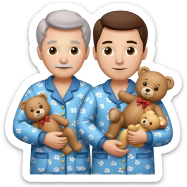ma and pa kettle wearing pajamas and holding teddy bears sticker