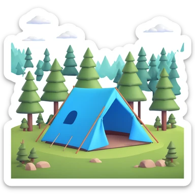 cozy tent in Scandinavian Lapland forest with pine trees sticker