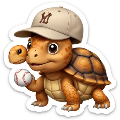 Make a yam tortoise wearing baseball cap sticker