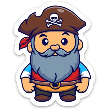 Old bearded pirate with eye patch and heart eyes looking with admiration sticker