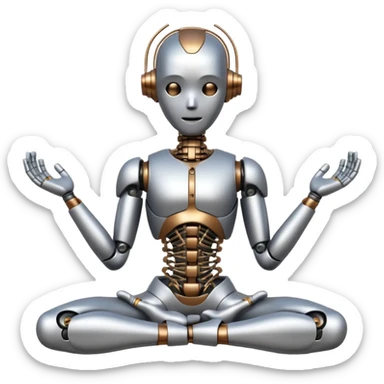 a stiff robot that tries to do yoga sticker