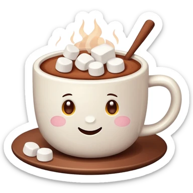 white cup with cocoa and marshmallows sticker