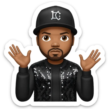 Ice Cube, Rapper with dark brown hair, black sequin outfit sticker