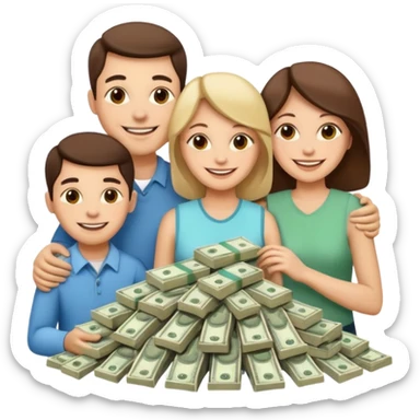 money around a family of four people sticker