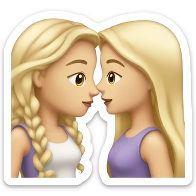 two girls kissing and one is blonde and one is brunette sticker