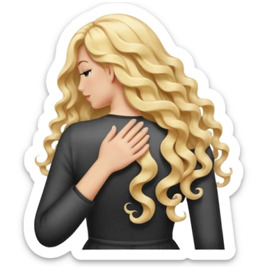 back view of a hand caressing long blonde curls sticker