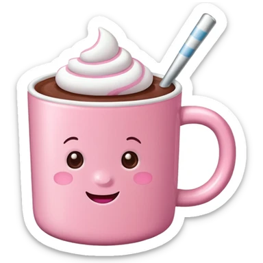 heiße Schokolade mit Marshmallows pink . Keine Gesichter  sticker