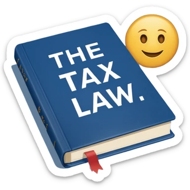 a blue book that says "the tax law" sticker
