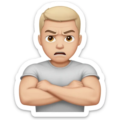 angry guy arms around neck sticker