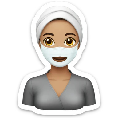 Lady with face mask spa beauty sticker
