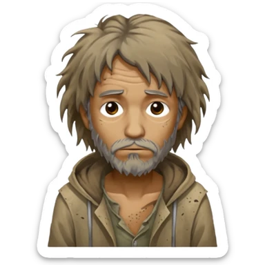very dirty looking homeless person very very dirty sticker