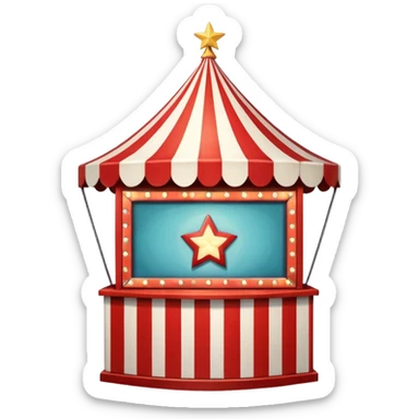 A circus ticket booth with retro lights and star-shaped sign. sticker