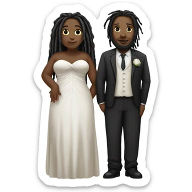 full body Plus size couple with dreads wedding pale sticker