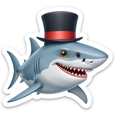 Shark with a top hat sticker