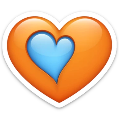 Half blue half orange heart split vertically sticker