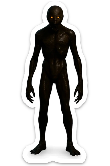 Show the entire monster, make it look huge and terrifying, realistic with slimy skin and glowing eyes, horror movie style with dramatic lighting, no background. sticker