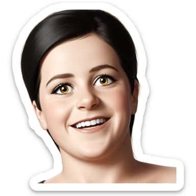 smiling girl with black hair sticker